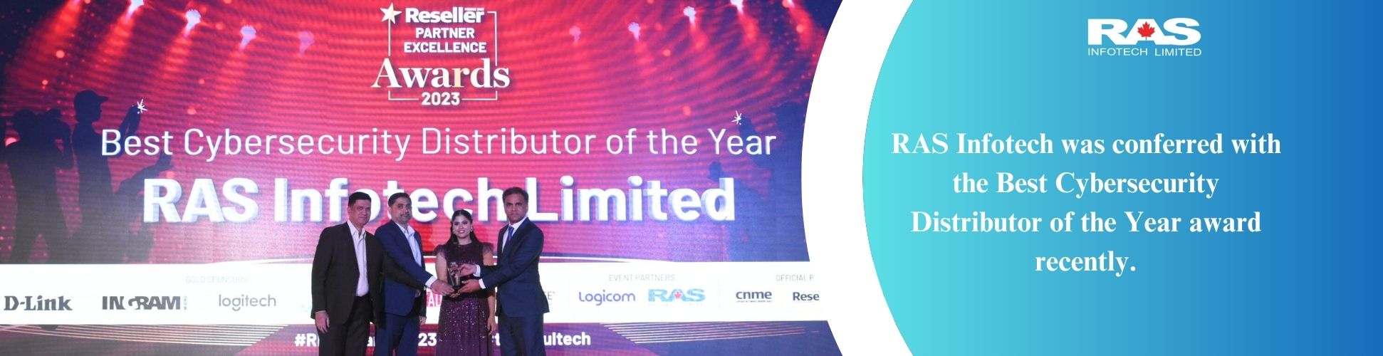 Securing the title of Best Cyber security Distributor 2023 at tahawultech's awards00